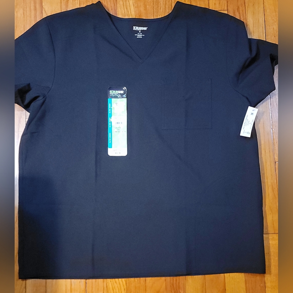 Scrubstar  Mens Black V-Neck Shirt